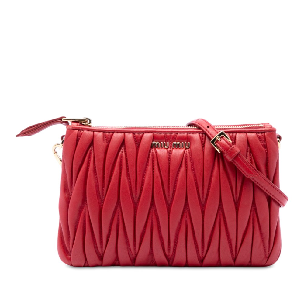 Pre-Loved Miu Miu Matelasse Nappa Double Zip Crossbody